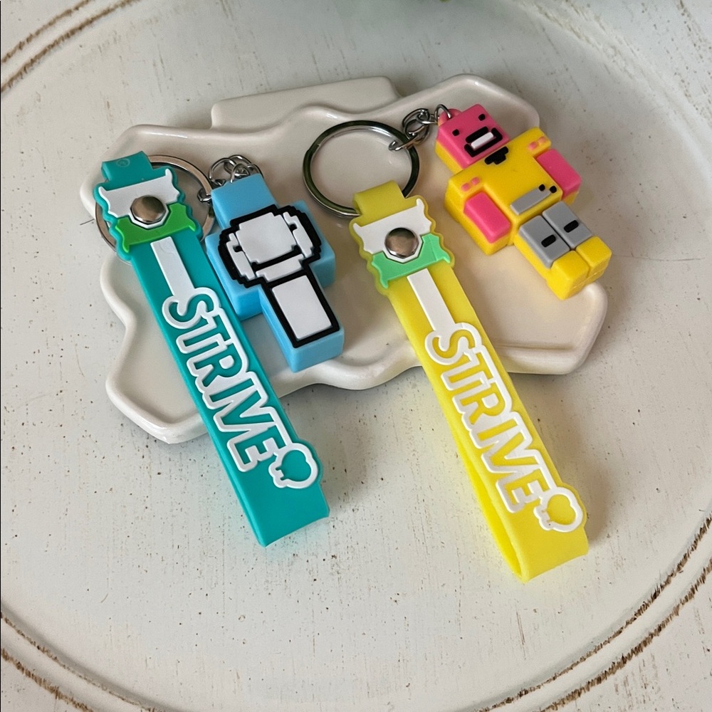 Choose 3 for $9 Strive Blue and Teal Robot Keychain Set [price for 1]